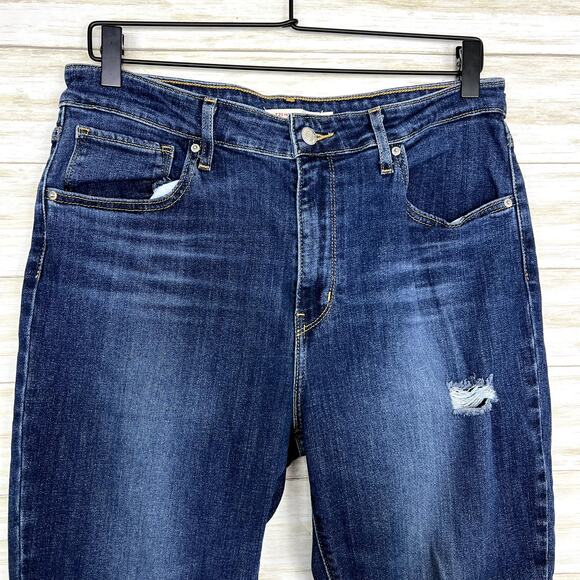 Levi's 721 High Rise Distressed Raw Hem Skinny Jeans - Picture 2 of 7